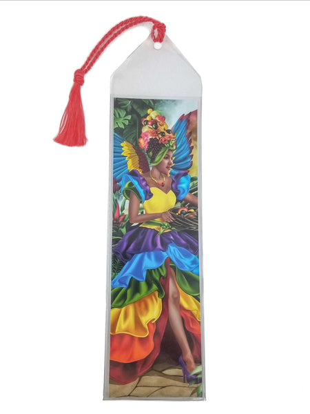 Harvest Moon Parrot Macaw Rainbow Fairy - Fantasy Art Bookmark