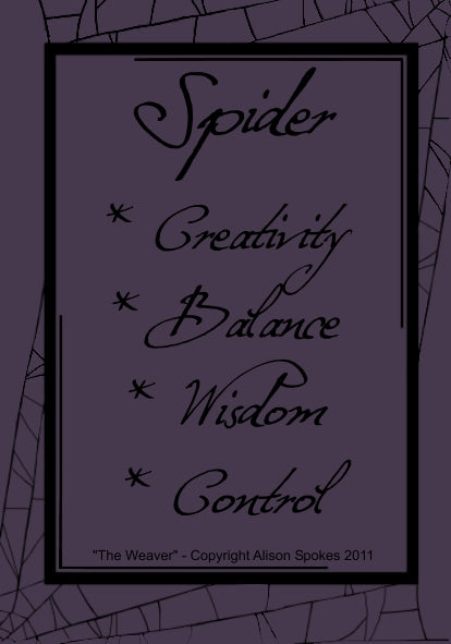 Spider key chain (back): Creativity, Balance, Wisdom, Control