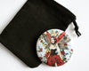 Ladybug Rose Gardener Fairy Pocket Mirror with Velvet Bag