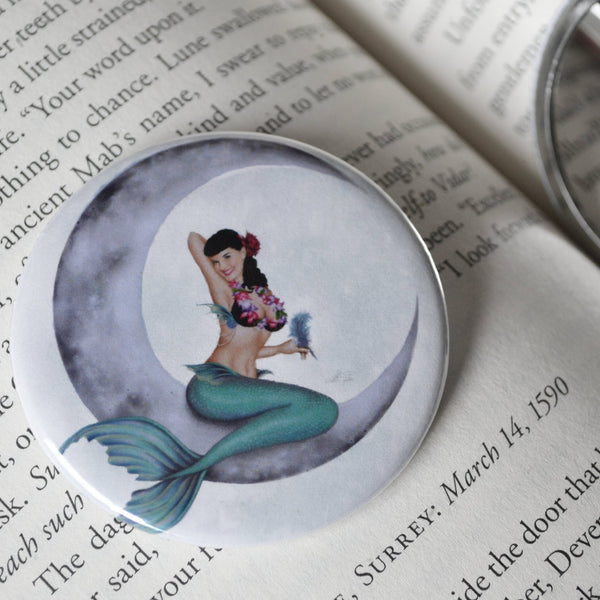 Miss Mandolin Moon Mermaid Pocket Mirror