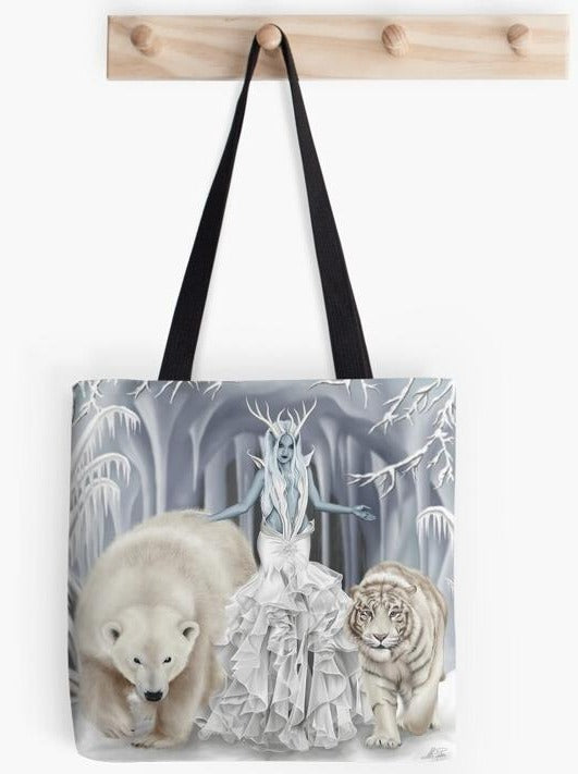 Tempest of Ice Fantasy Bear Tiger Art Tote Bag