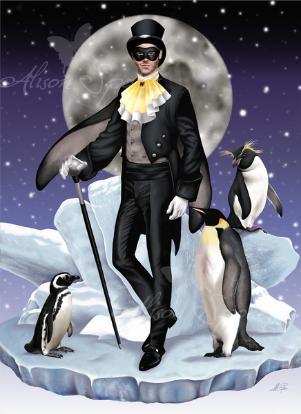 Cold Moon, Penguin Fairy Man - Open Edition Art Print