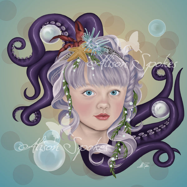 Portrait of a Merchild Baby Mermaid - Limited Edition Art Print