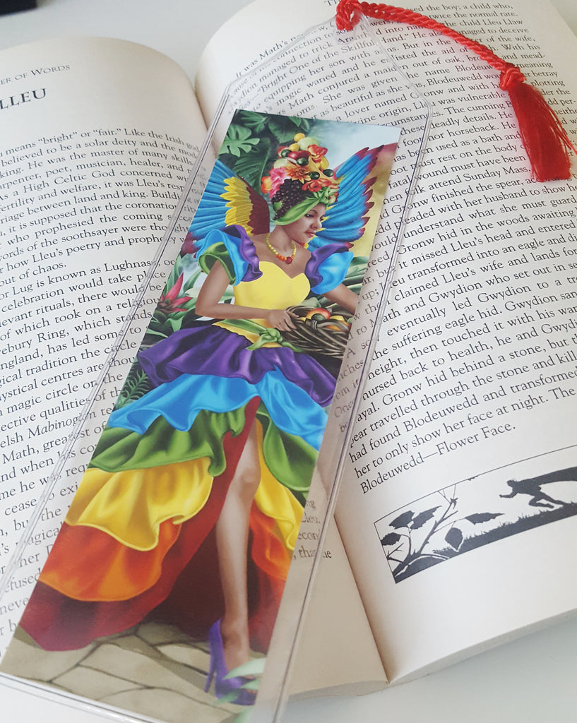 Harvest Moon Parrot Macaw Rainbow Fairy - Fantasy Art Bookmark (Lifestyle Photo)