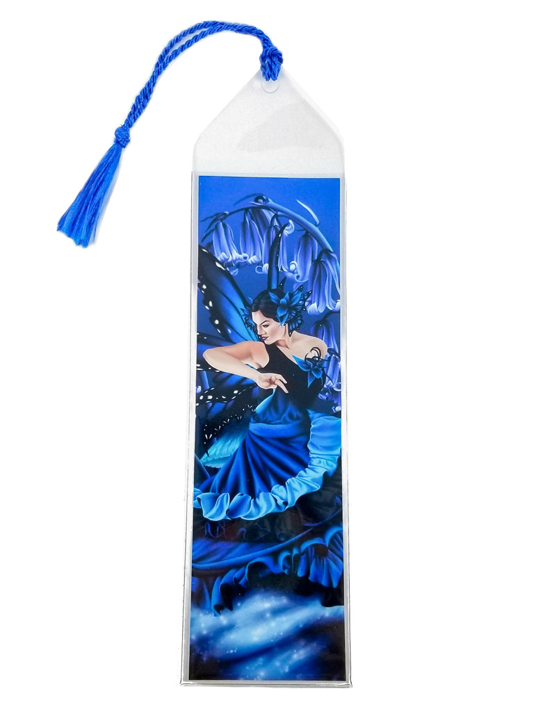 Shades of Blue Butterfly Fairy Art Bookmark