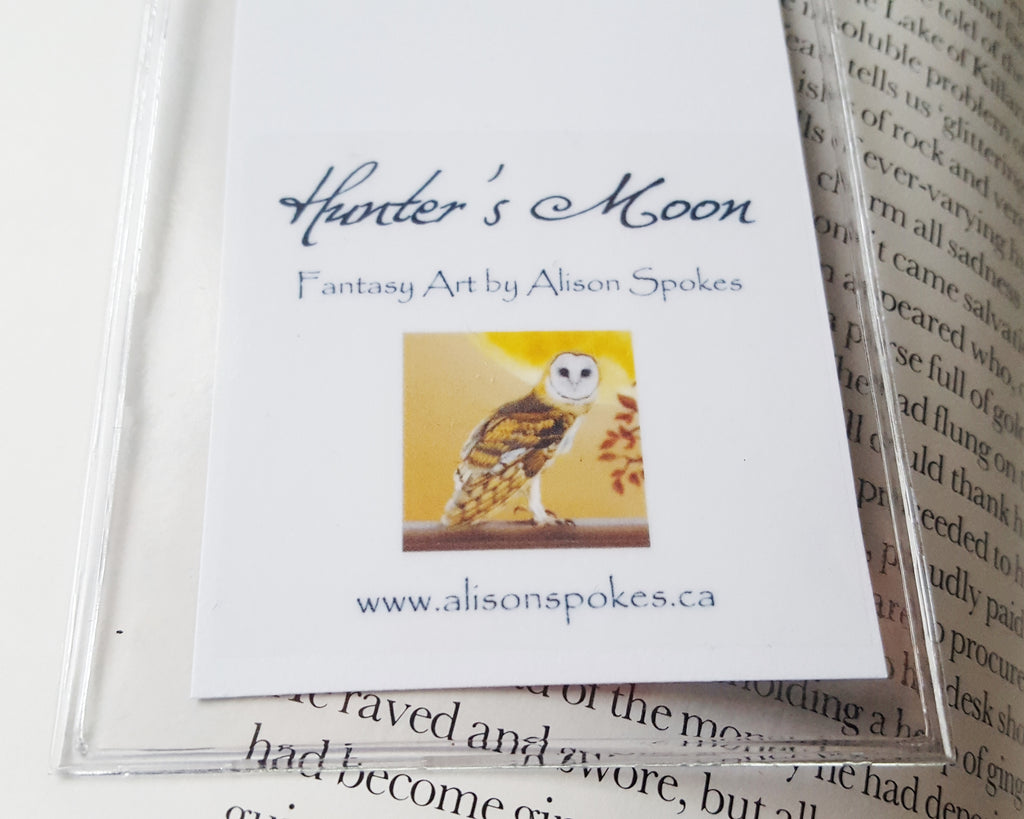 Hunter's Moon Owl Fairy - Fantasy Art Bookmark (back)