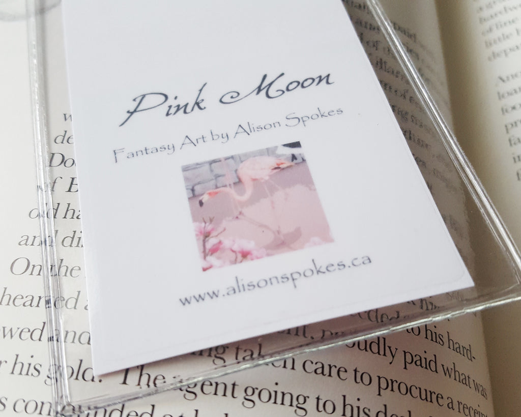 Pink Moon Flamingo Fairy - Fantasy Art Bookmark (back)