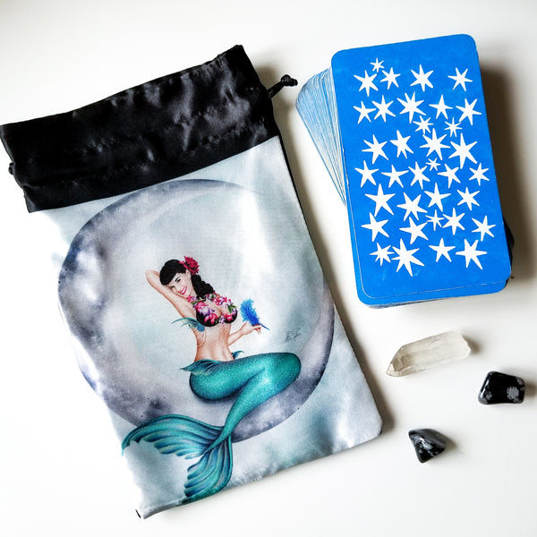 Miss Mandolin Moon Mermaid Drawstring Tarot Bag