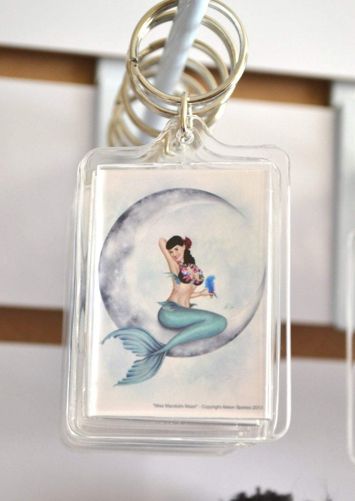 Miss Mandolin Moon Sexy Pinup Mermaid Key Chain