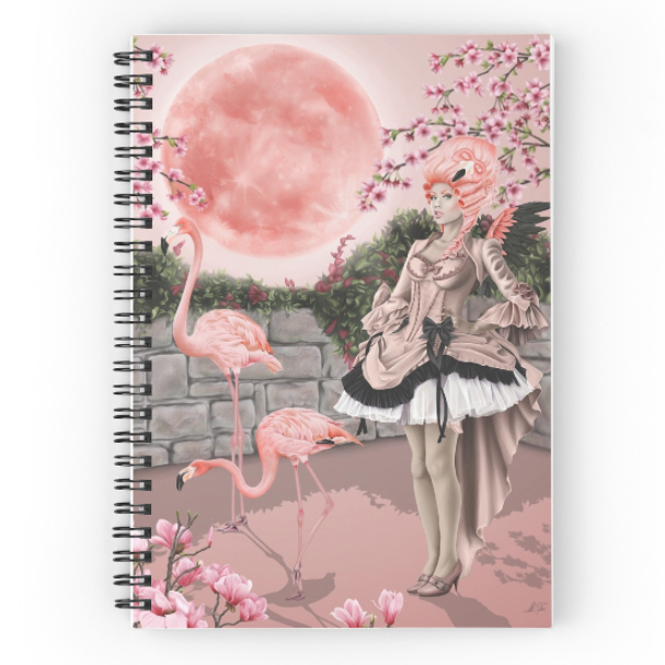 Pink Moon Flamingo Fairy Notebook