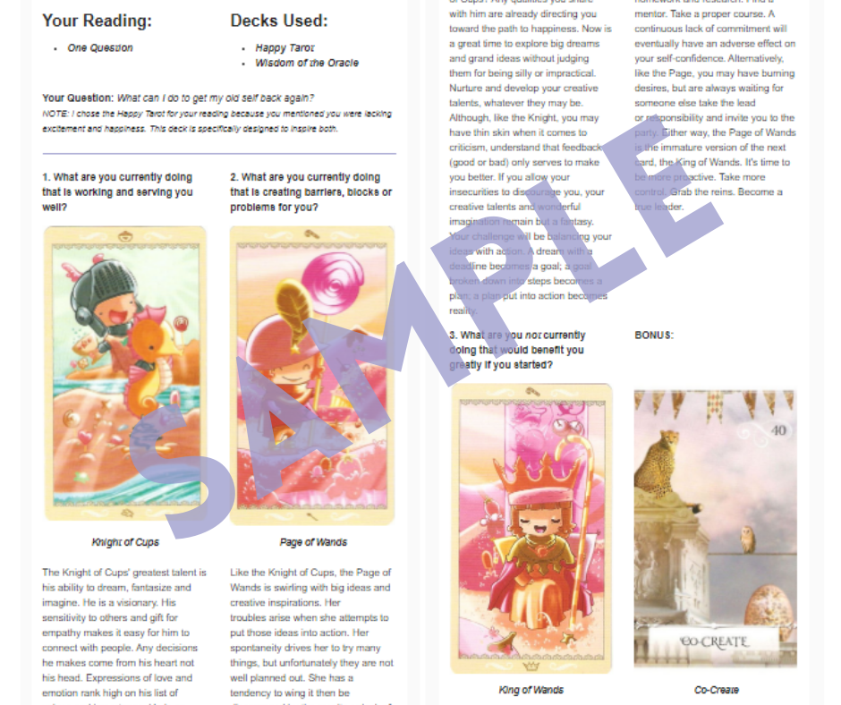 One Question - Fairy Tarot Reading SAMPLE