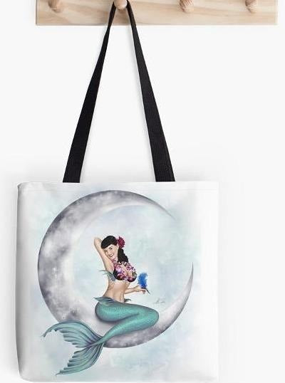 Miss Mandolin Moon Mermaid Tote Bag