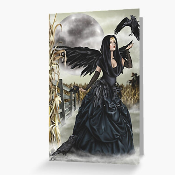 Corn Moon - Raven Fairy Greeting Card