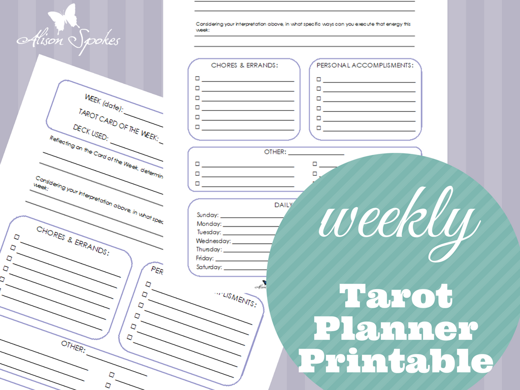Weekly Tarot Planner (Printable Download) – Alison Spokes